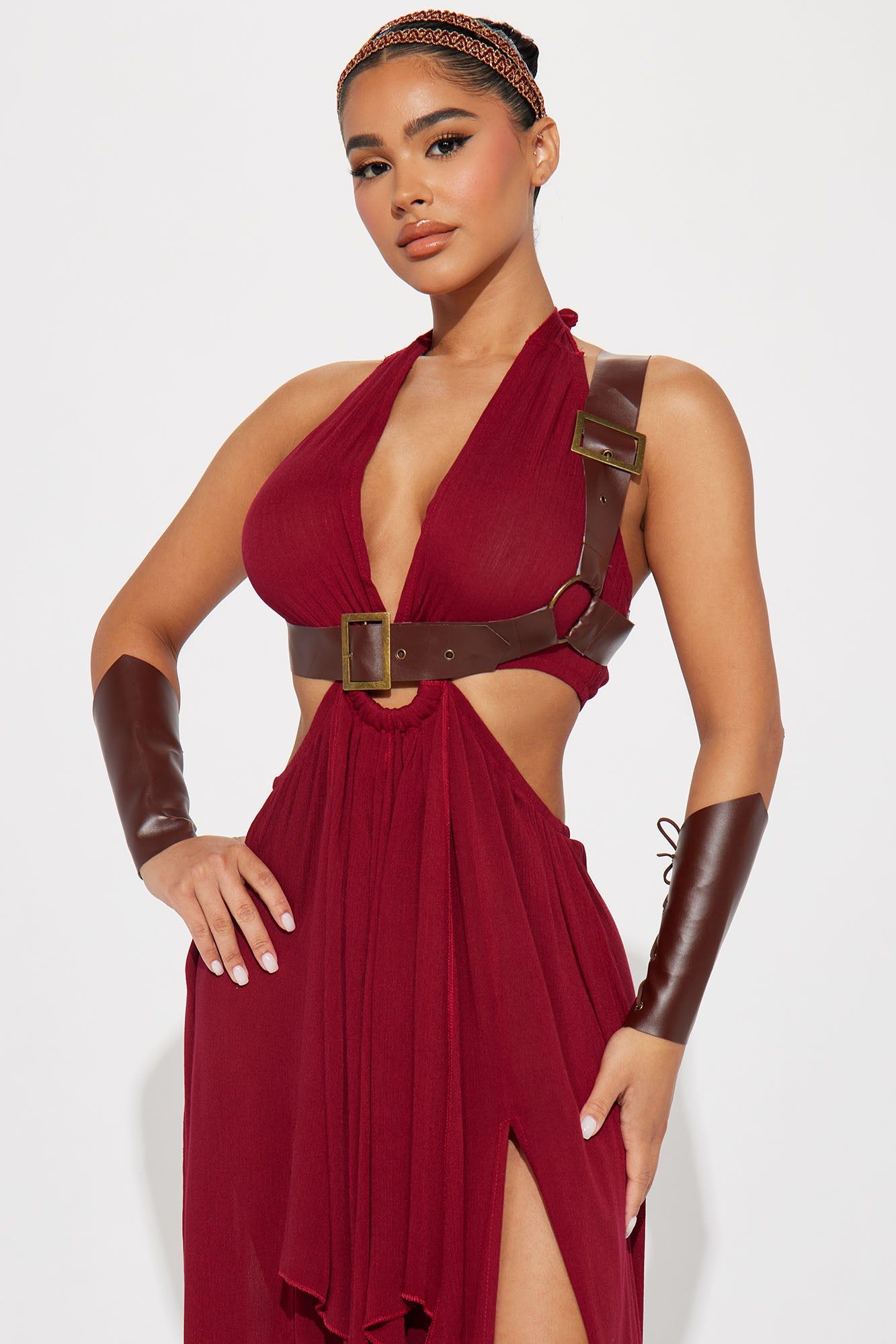 Warrior Princess 4 Piece Costume Set - Burgundy sold by Fashion Nova product image thumbnail 2