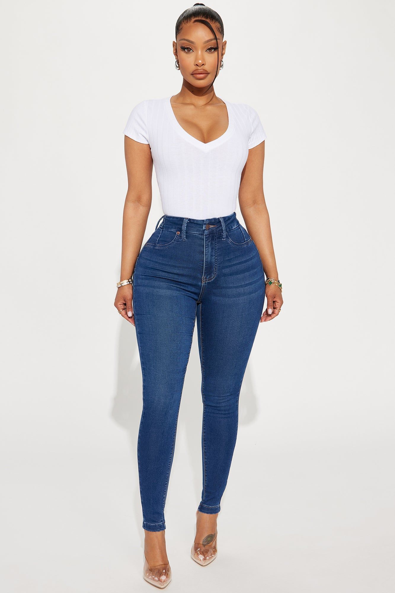 Valeria V-Neck Ribbed Tee - White sold by Fashion Nova product image thumbnail 2