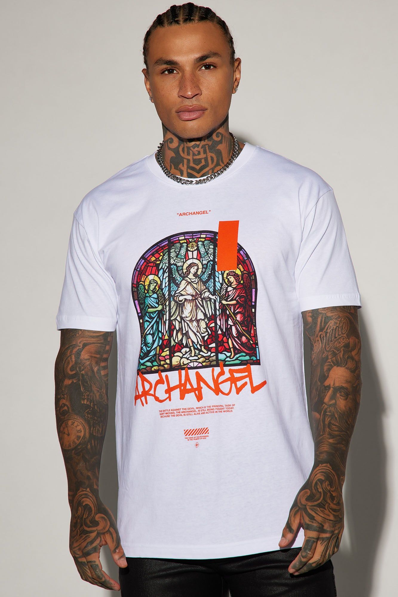 The Archangel Exists Short Sleeve Tee - White sold by Fashion Nova