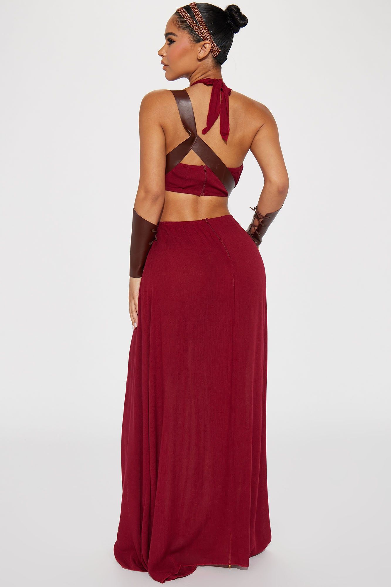 Warrior Princess 4 Piece Costume Set - Burgundy sold by Fashion Nova product image thumbnail 3