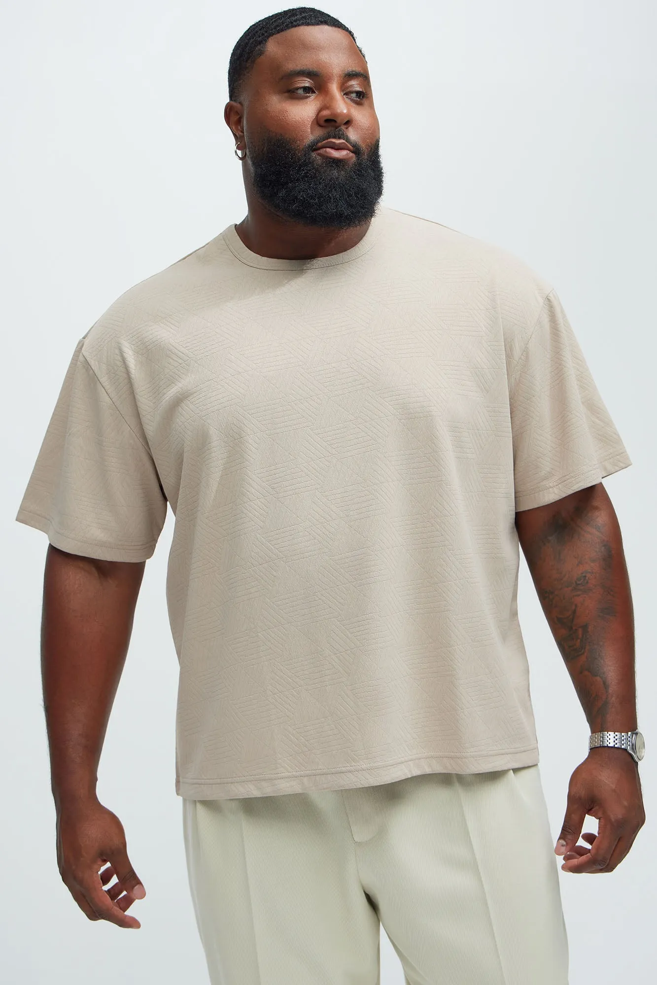 Kodi Textured Relaxed Tee - Taupe sold by Fashion Nova product image thumbnail 5