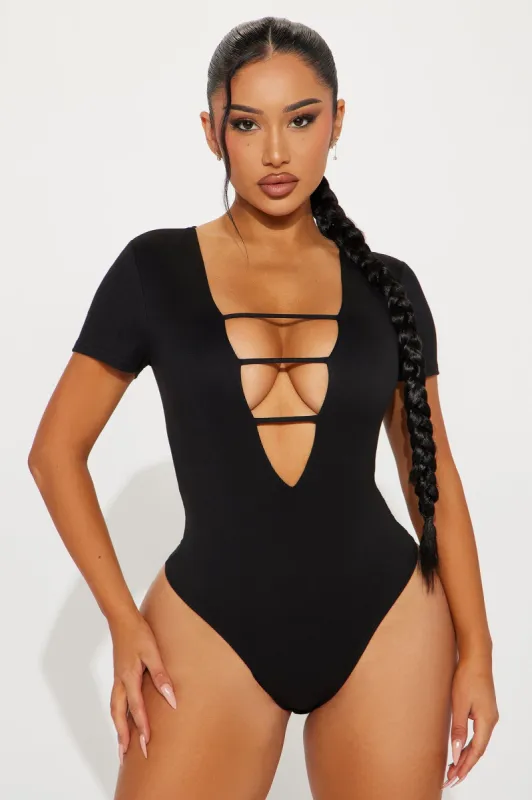 On Your Mind Bodysuit - Black sold by Fashion Nova