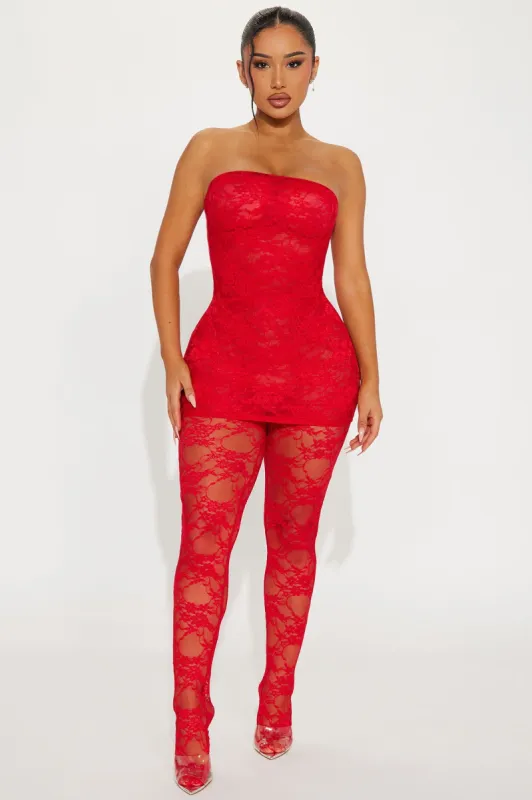 Look Out For Me Lace Jumpsuit - Red sold by Fashion Nova