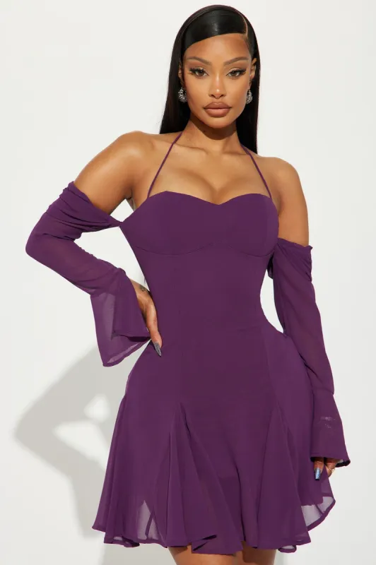 Daisy Chiffon Mini Dress - Plum sold by Fashion Nova
