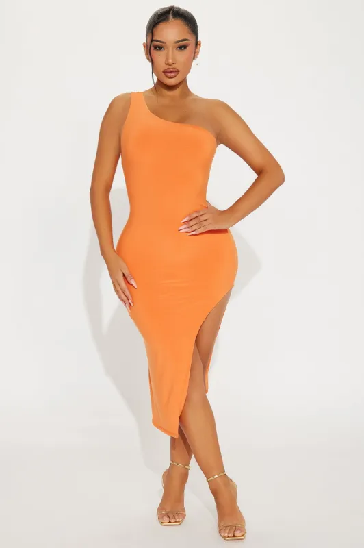 Lita Double Lined Midi Dress - Orange sold by Fashion Nova