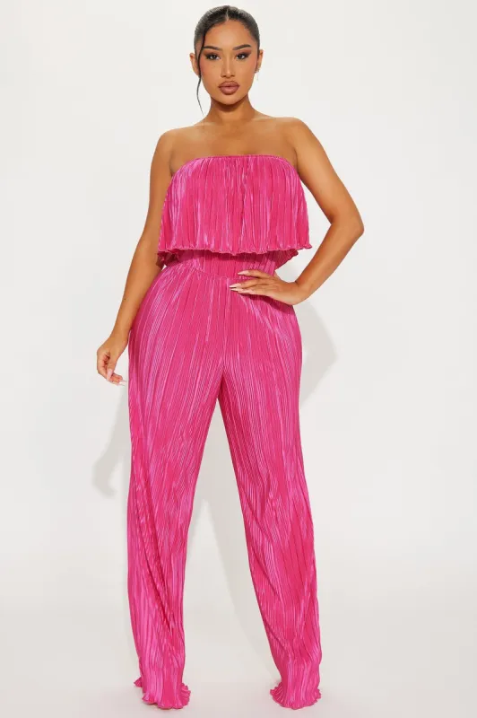 Let's Get Away Jumpsuit - Fuchsia sold by Fashion Nova
