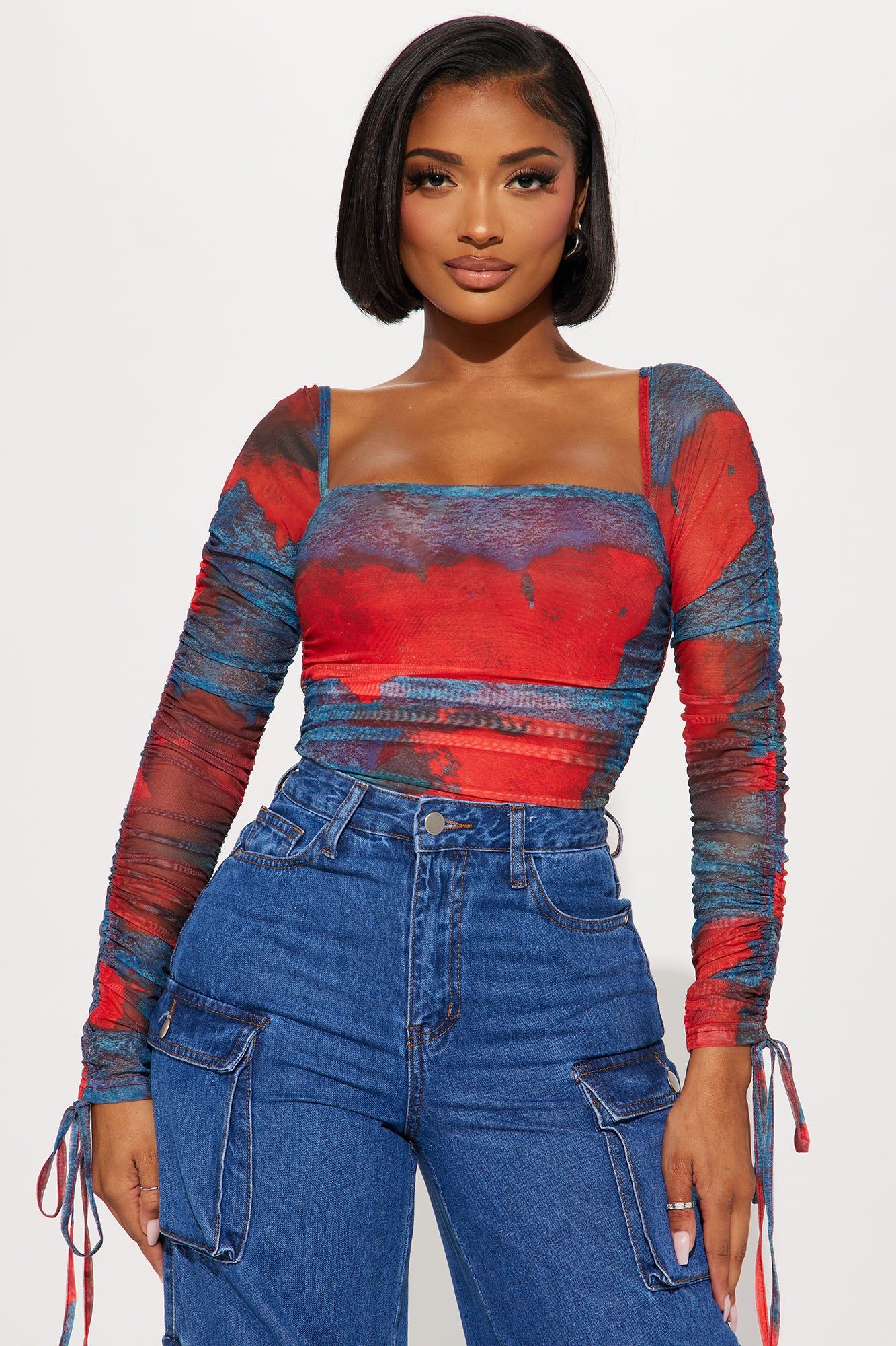 Don't Test Me Mesh Bodysuit - Red/combo sold by Fashion Nova product image thumbnail 3