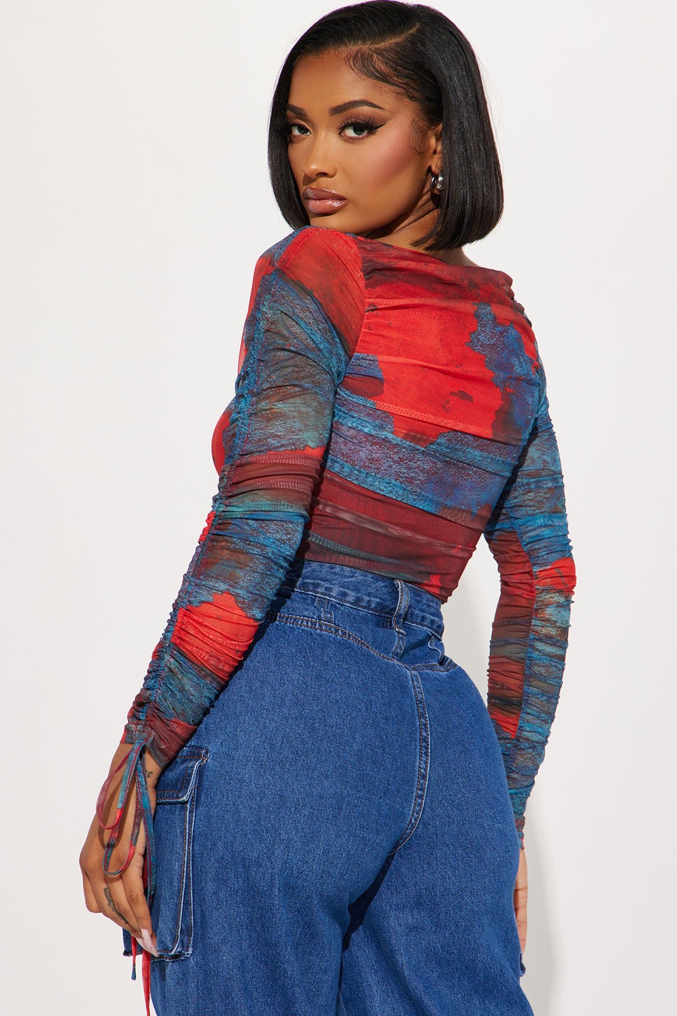 Don't Test Me Mesh Bodysuit - Red/combo sold by Fashion Nova product image thumbnail 4