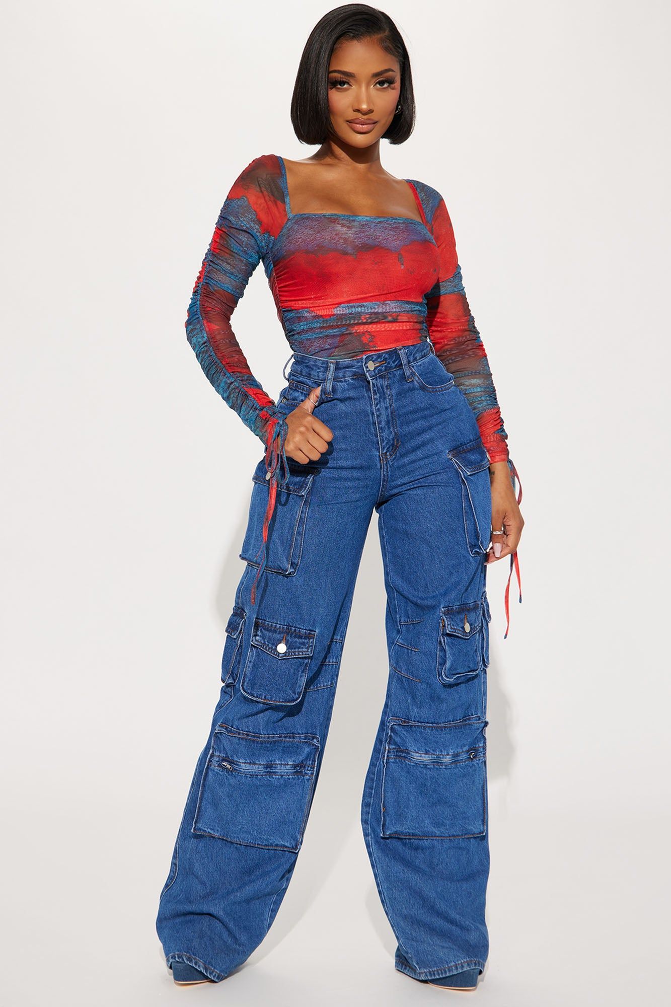 Don't Test Me Mesh Bodysuit - Red/combo sold by Fashion Nova product image thumbnail 2