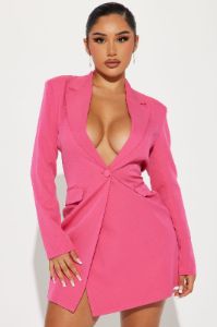 Blair Blazer Mini Dress - Hot Pink sold by Fashion Nova