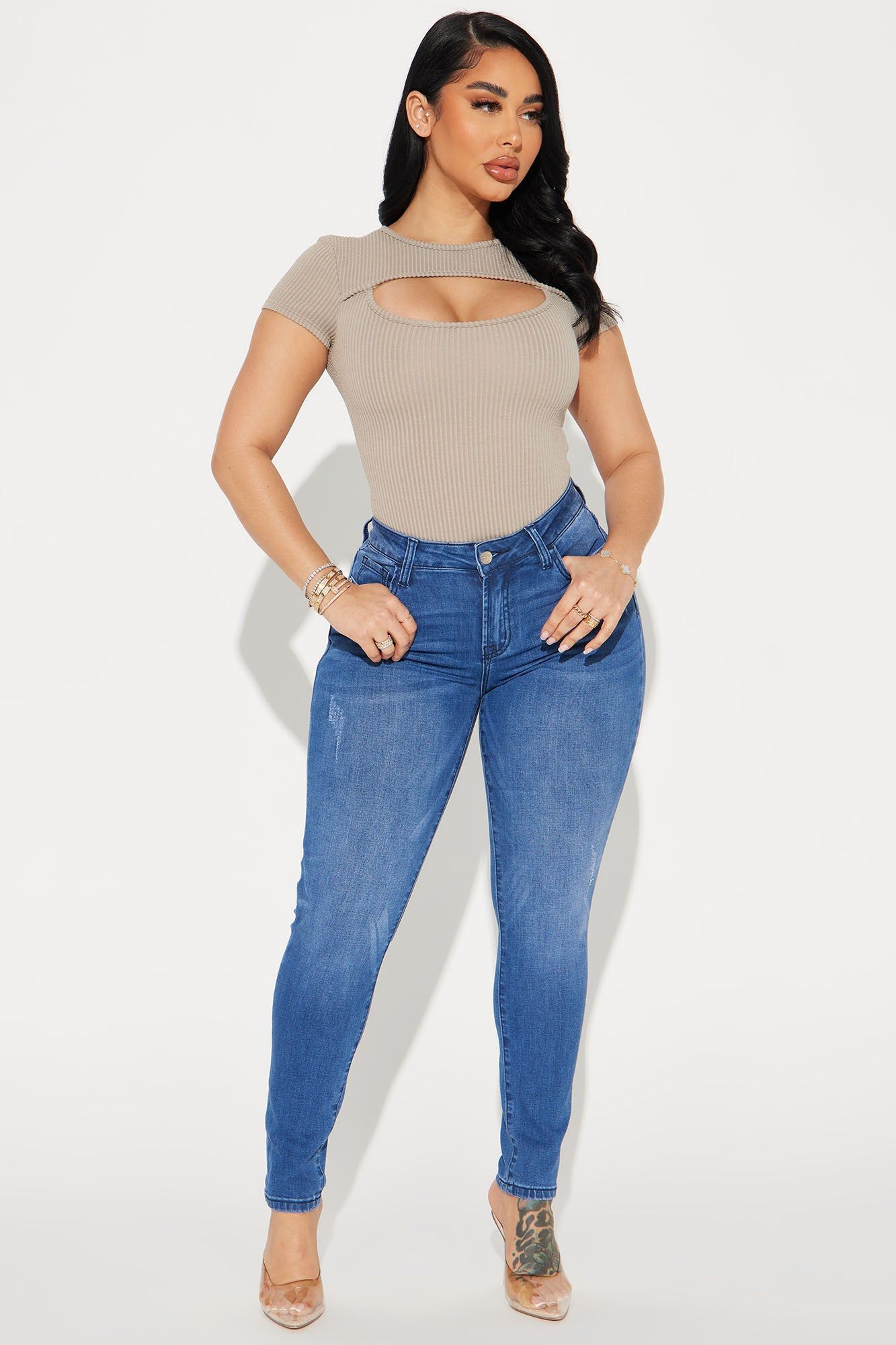 Not Going To Settle Stretch Skinny Jeans - Medium Wash sold by Fashion Nova