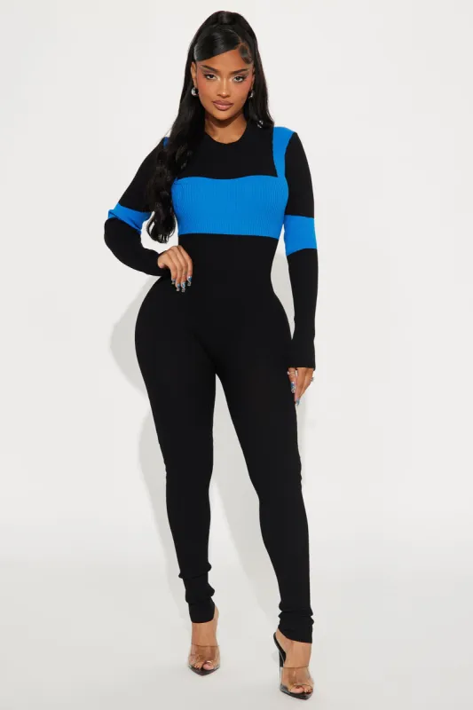 Ski You Later Sweater Jumpsuit - Black/combo sold by Fashion Nova