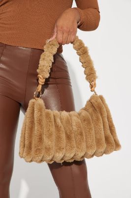 Warm and Fuzzy Shoulder Bag - Nude sold by Fashion Nova