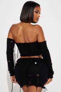 Kailee Crochet Skirt Set - Black sold by Fashion Nova