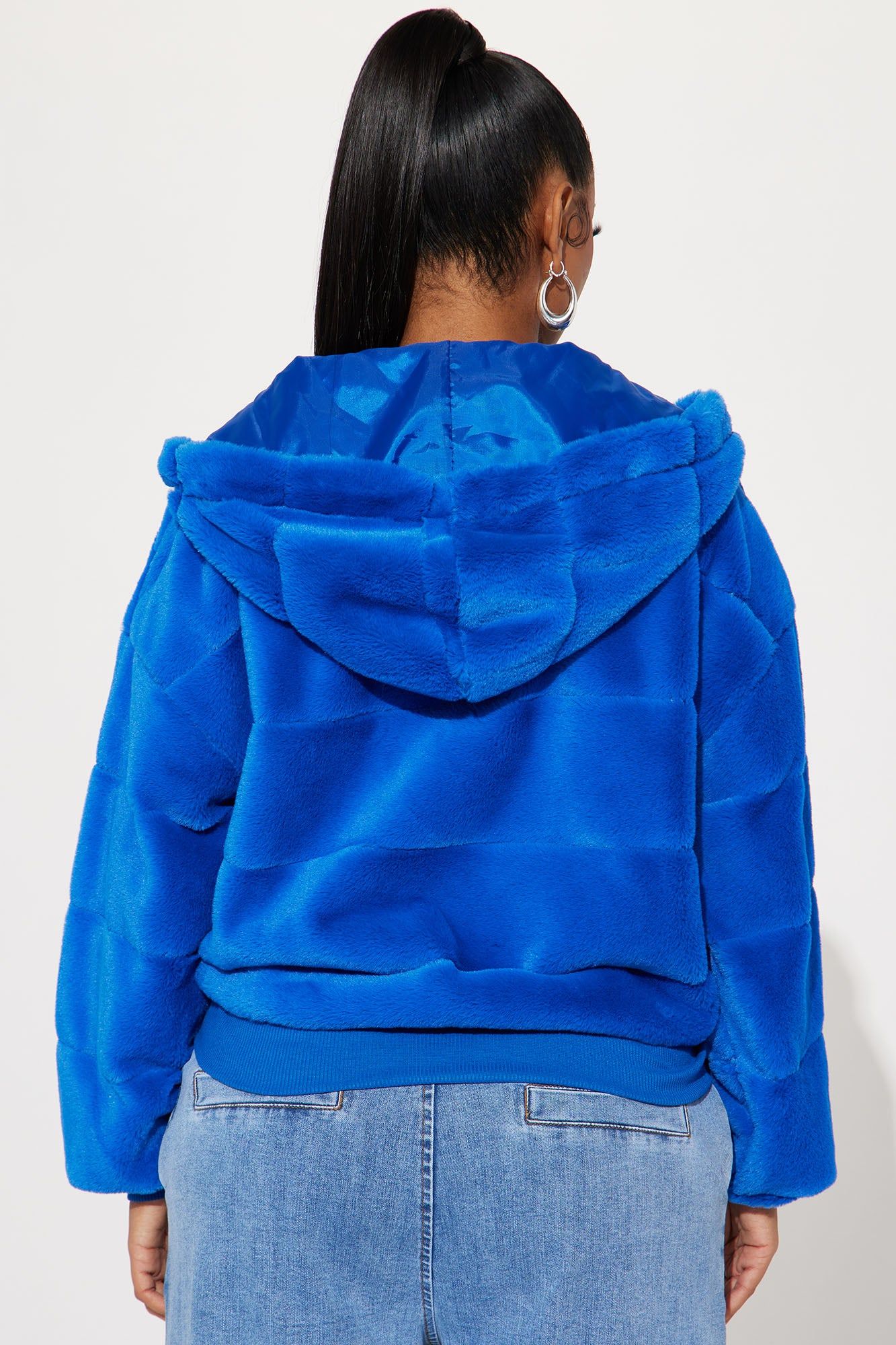 So Delighted Faux Fur Puffer Jacket - Blue sold by Fashion Nova product image thumbnail 3