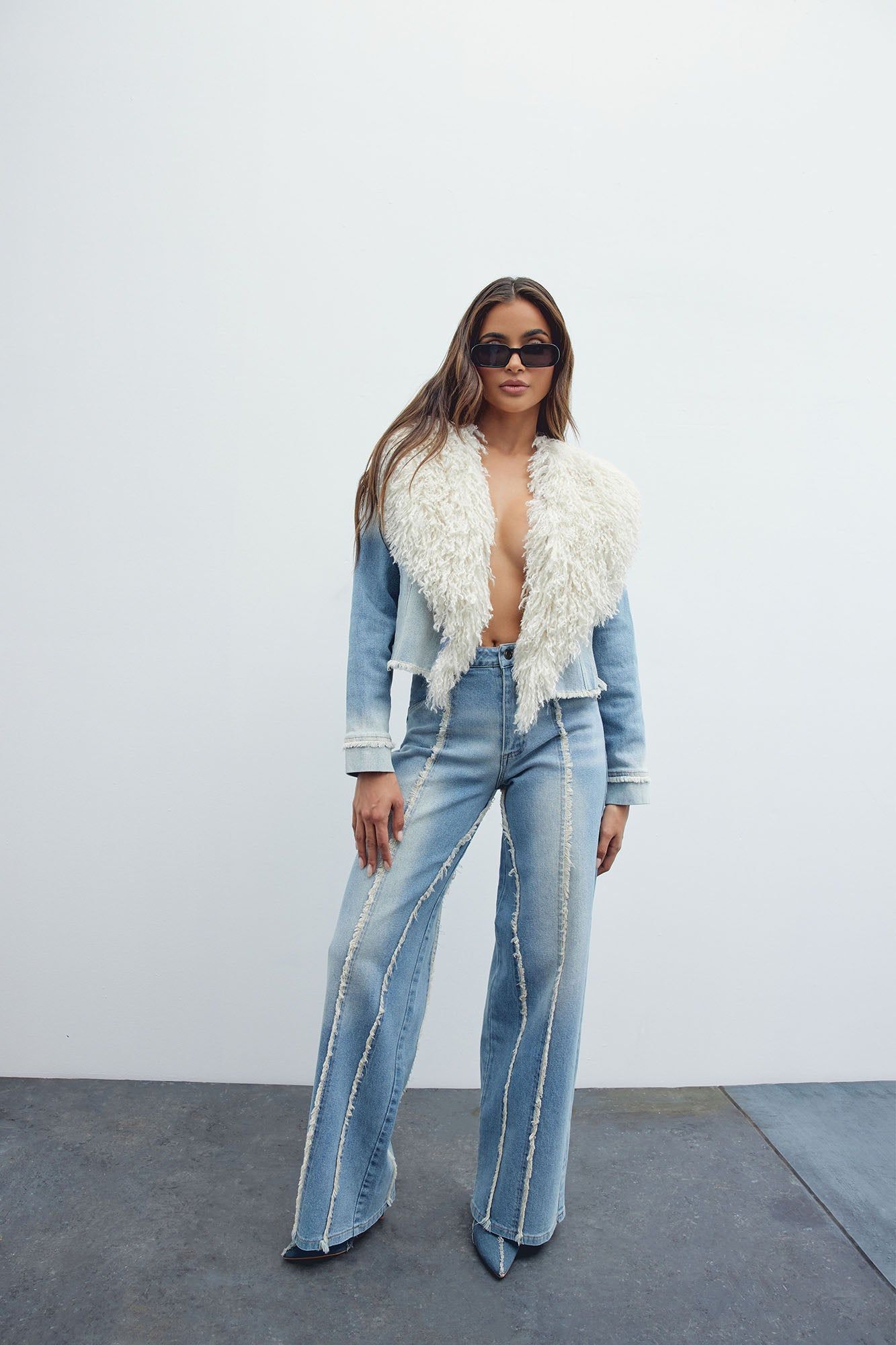 In A Mood Faux Fur Denim Jacket - Medium Wash sold by Fashion Nova product image thumbnail 3