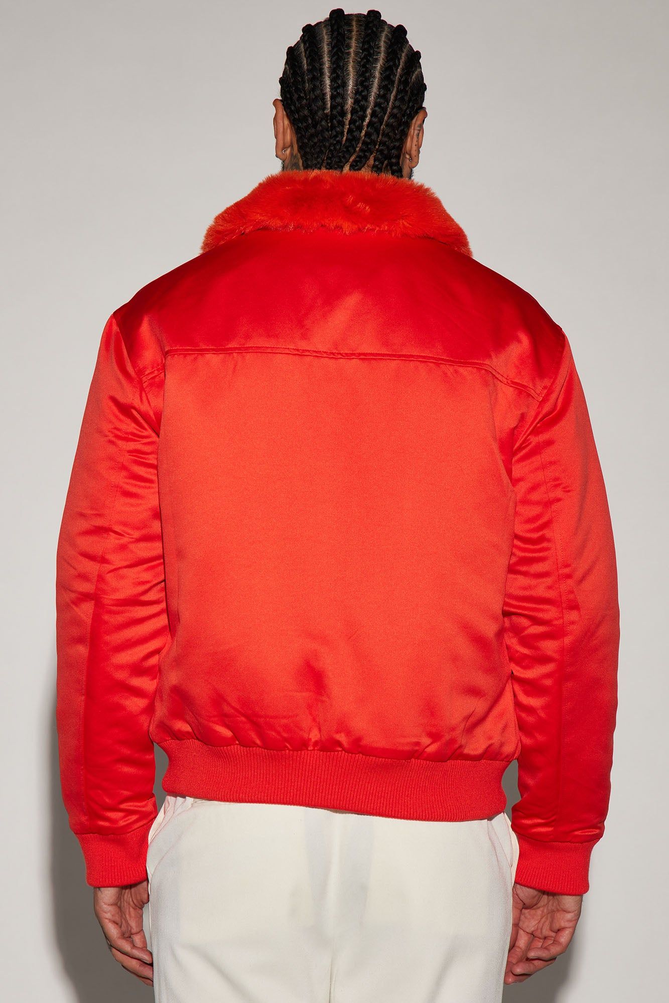 Faux Fur Collar Aviator Bomber Jacket - Red sold by Fashion Nova product image thumbnail 3