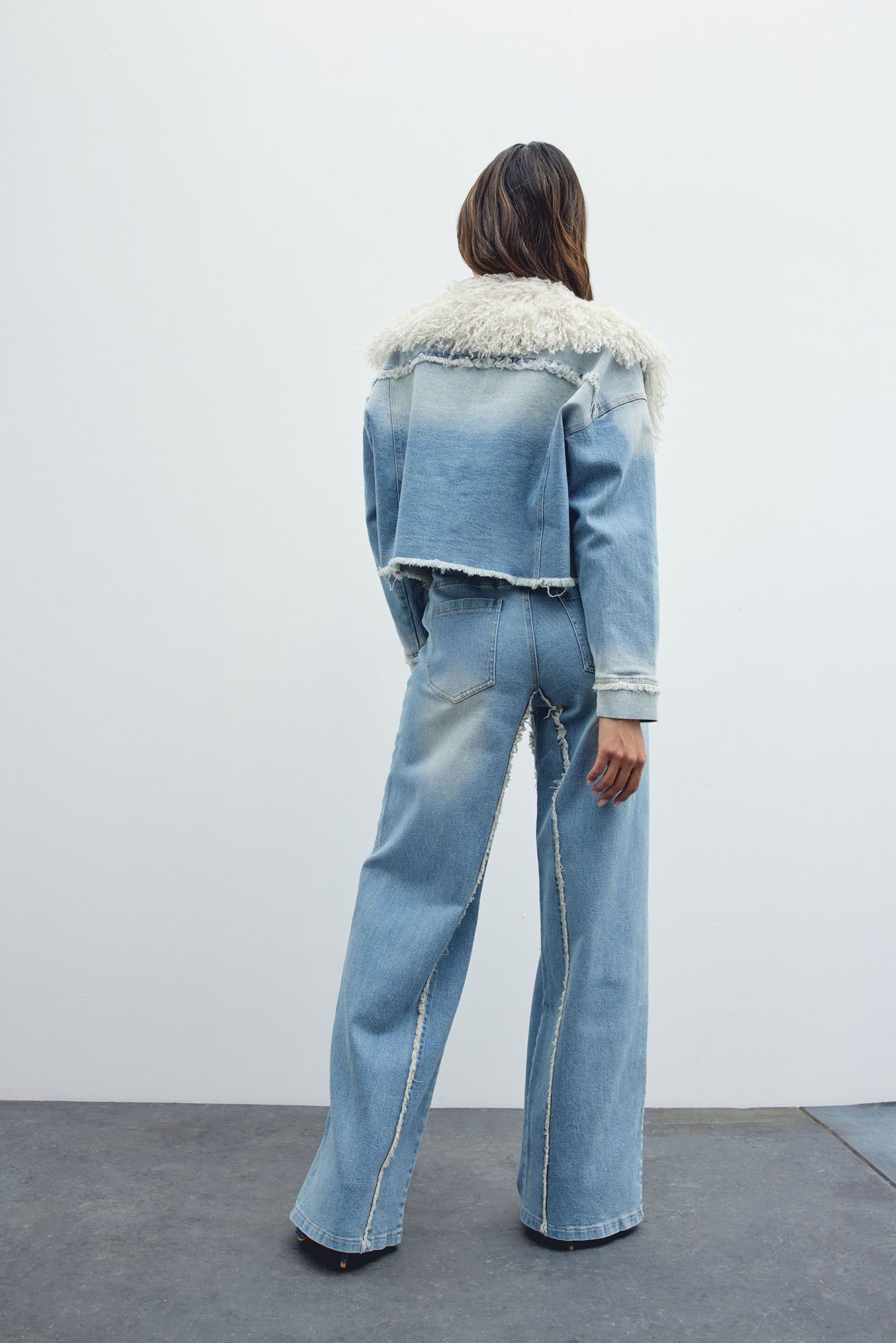 In A Mood Faux Fur Denim Jacket - Medium Wash sold by Fashion Nova product image thumbnail 4