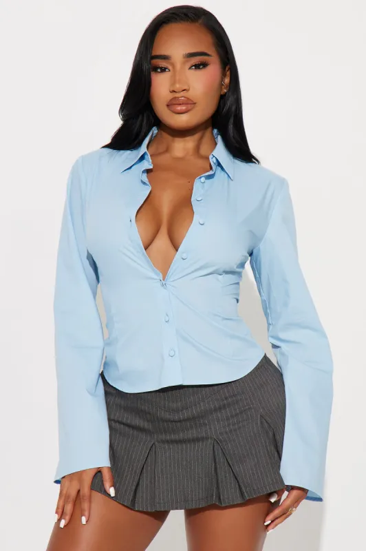 Morgan Poplin Shirt - Blue sold by Fashion Nova