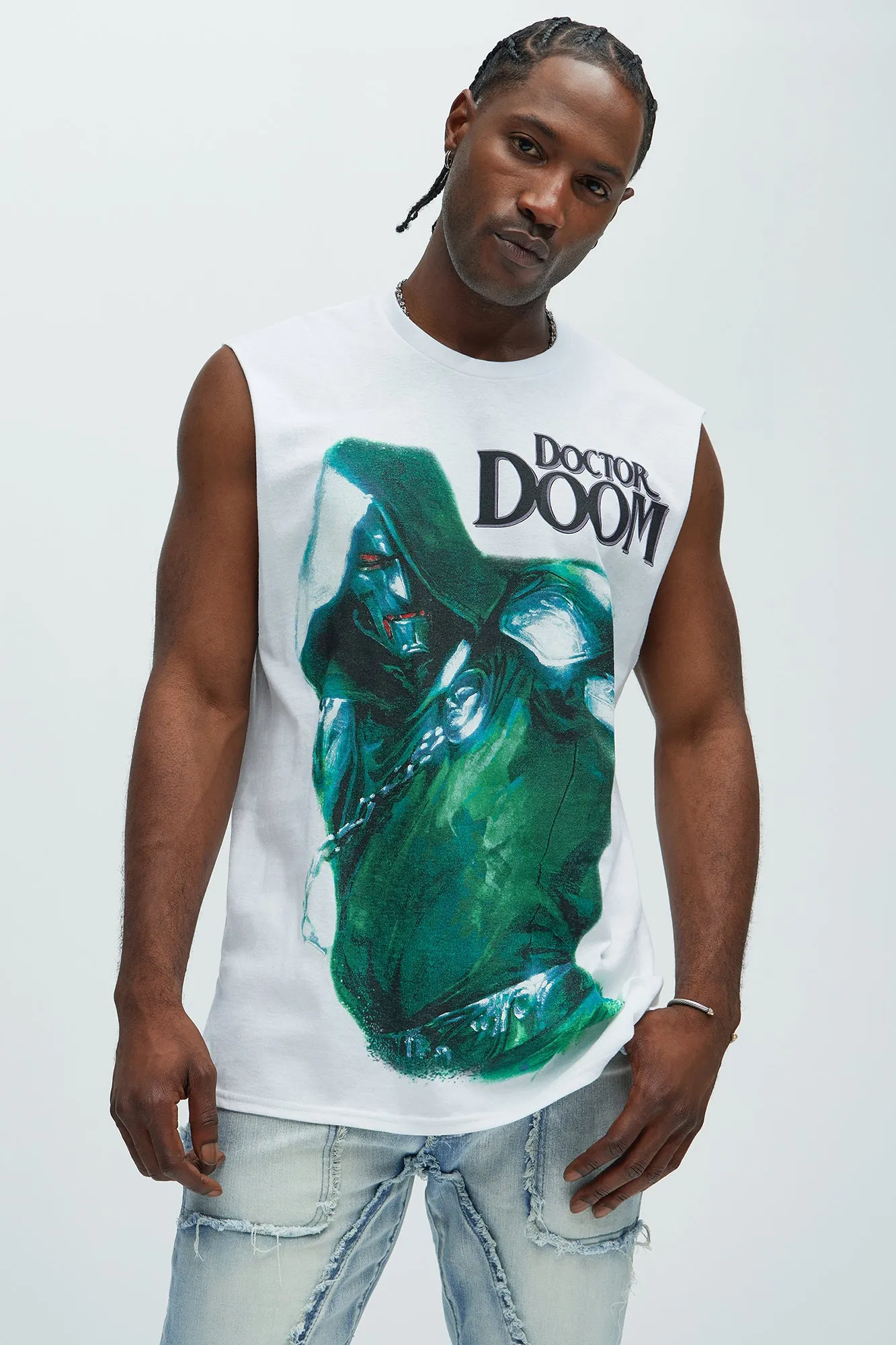 Doctor Doom Sleeveless Tee - White sold by Fashion Nova