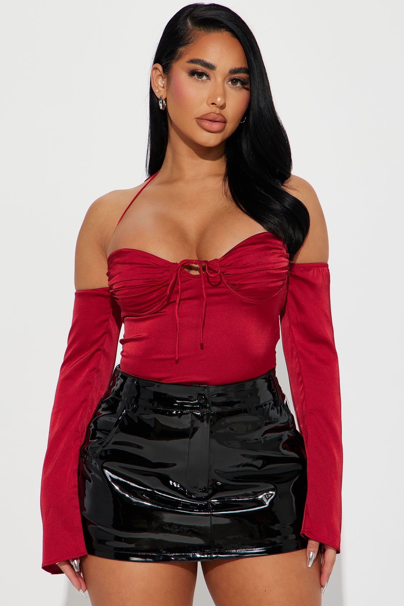 She's All That Satin Blouse Top - Red sold by Fashion Nova