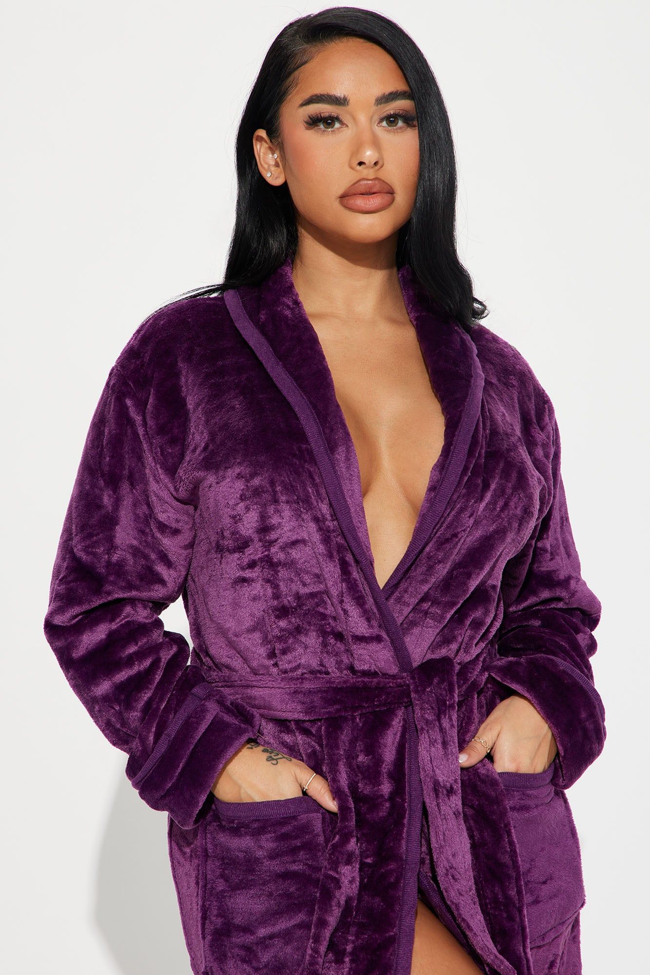 Self Care Plush PJ Robe - Purple sold by Fashion Nova product image thumbnail 2