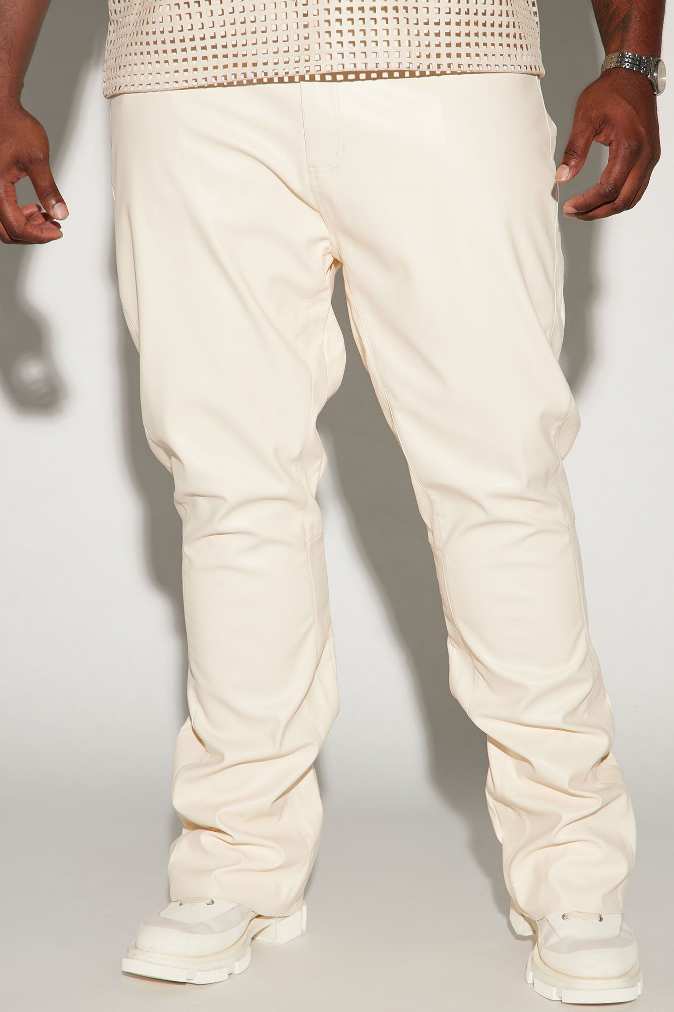Upscale Faux Leather Flare Pants - Cream sold by Fashion Nova product image thumbnail 2