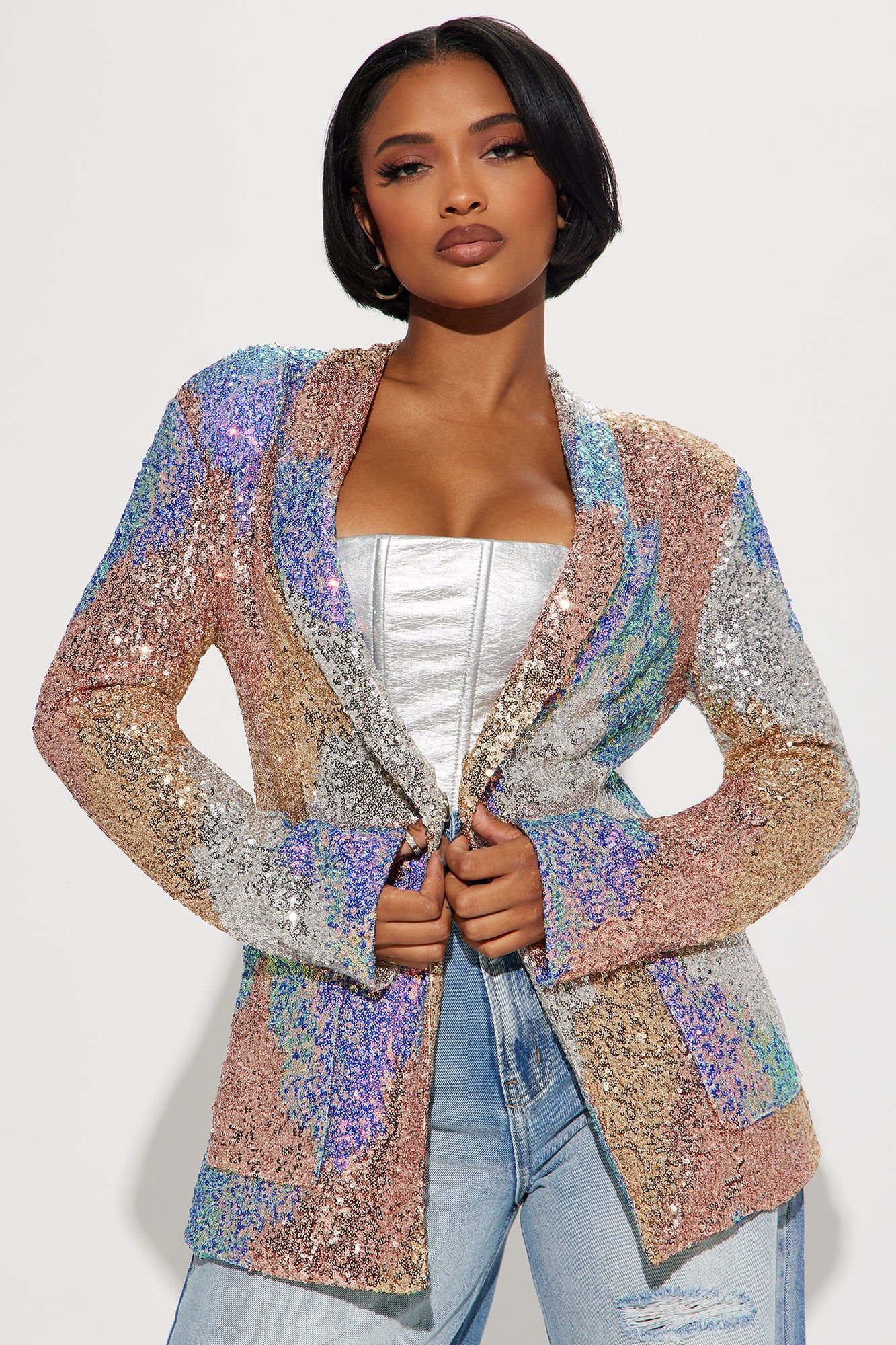 Office Party Sequin Blazer - Multi Color sold by Fashion Nova