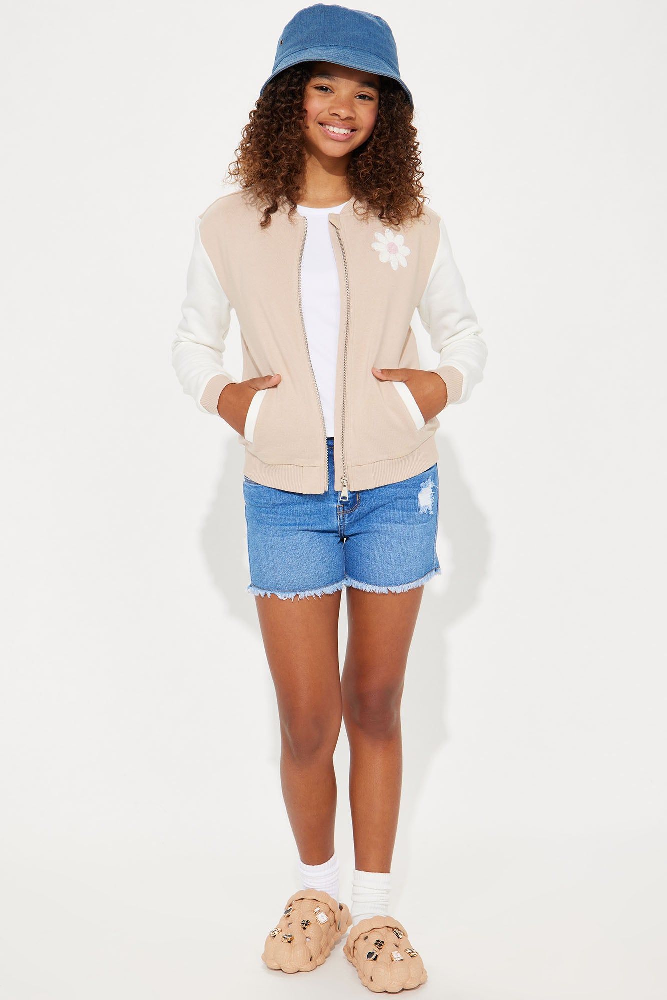 Mini Fleece Bomber Jacket With Chenille Patch - Khaki sold by Fashion Nova product image thumbnail 2