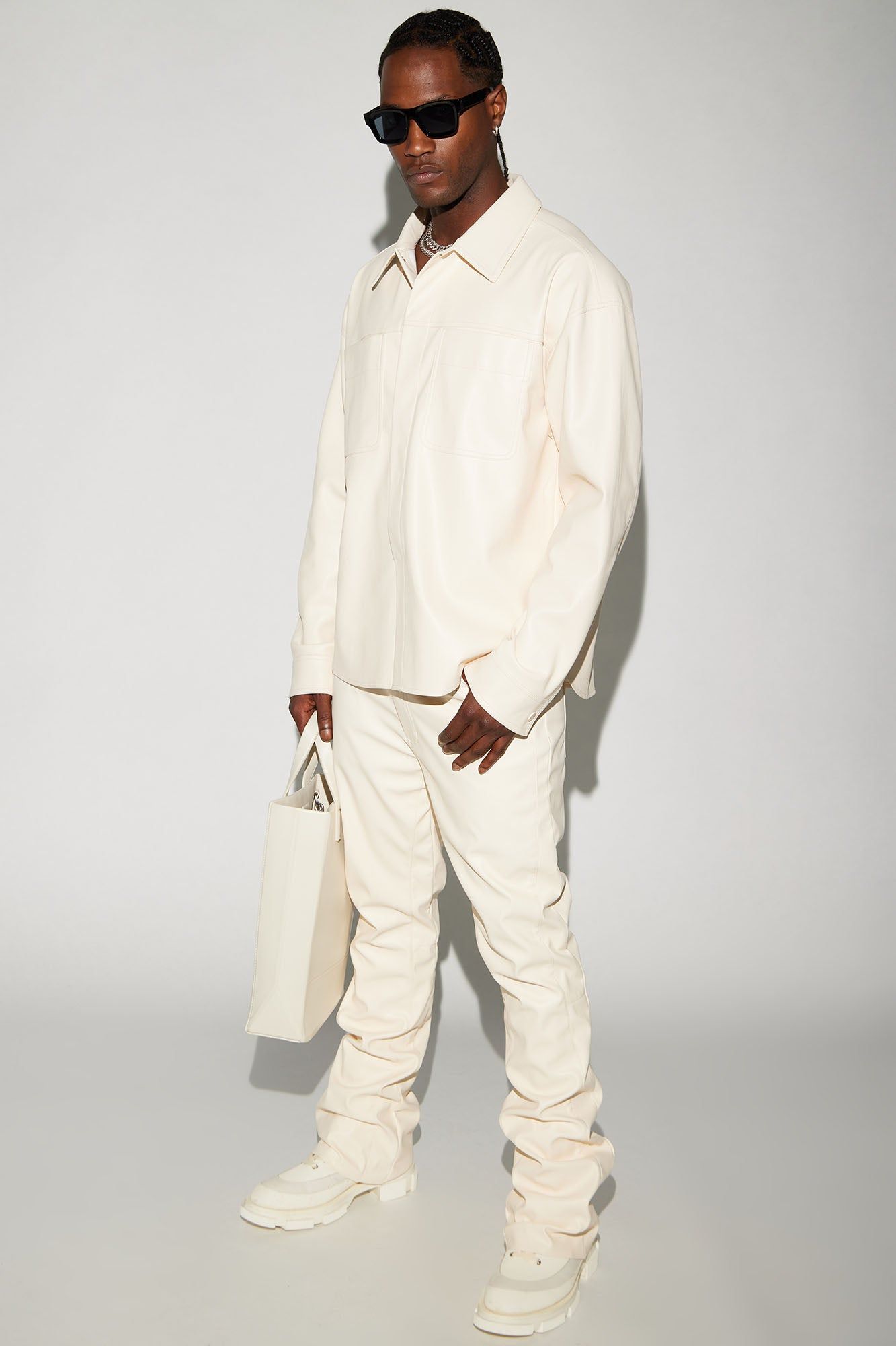 Upscale Faux Leather Flare Pants - Cream sold by Fashion Nova product image thumbnail 3