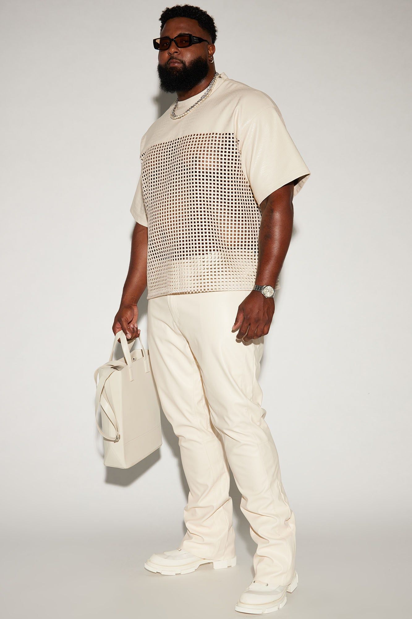 Upscale Faux Leather Flare Pants - Cream sold by Fashion Nova product image thumbnail 6