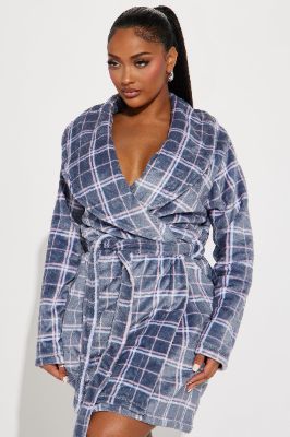 Chilly Mornings PJ Robe - Blue/combo sold by Fashion Nova