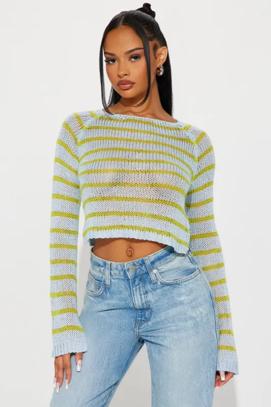 Feeling Lucky Striped Sweater - Blue/combo sold by Fashion Nova