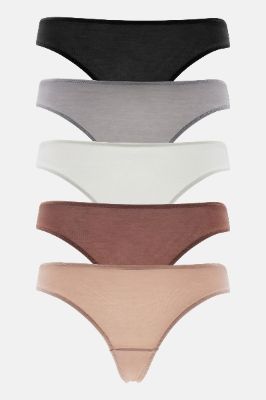 Keep Up Basic Thong 5 Pack Panties - Black/combo sold by Fashion Nova
