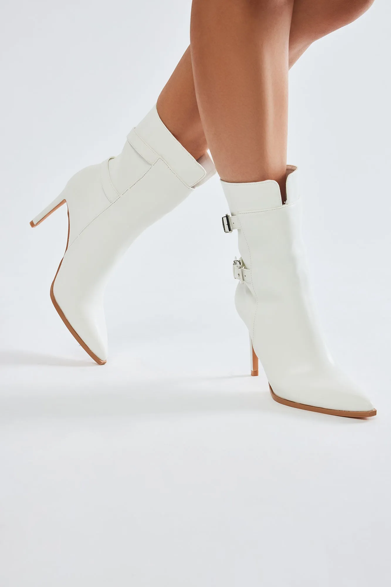 Addison Buckle Booties - White sold by Fashion Nova product image thumbnail 4