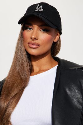 LA Rhinestone Baseball Hat  - Black sold by Fashion Nova