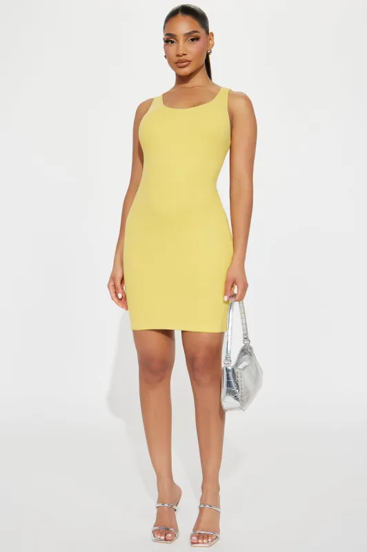 Grazie Double Ribbed Mini Dress - Gold sold by Fashion Nova