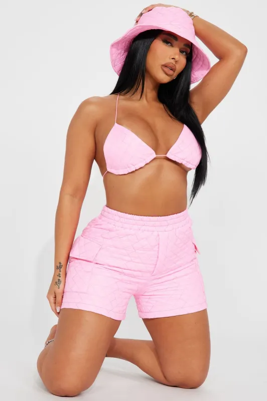Shady Beach 4 Piece Bikini Sunsuit Set - Pink sold by Fashion Nova