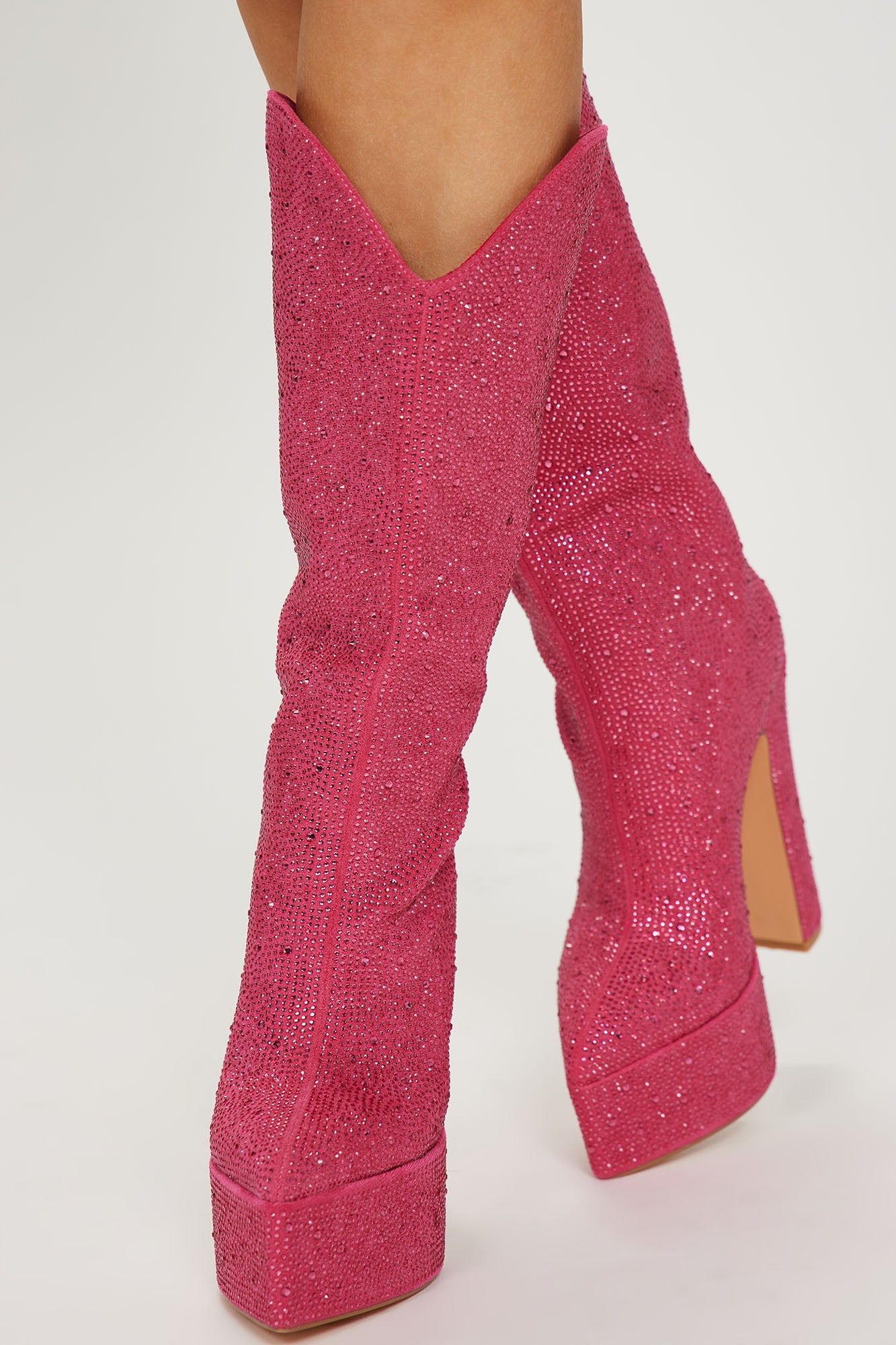 Flashy And Classy Knee High Heeled Boots - Pink sold by Fashion Nova product image thumbnail 3