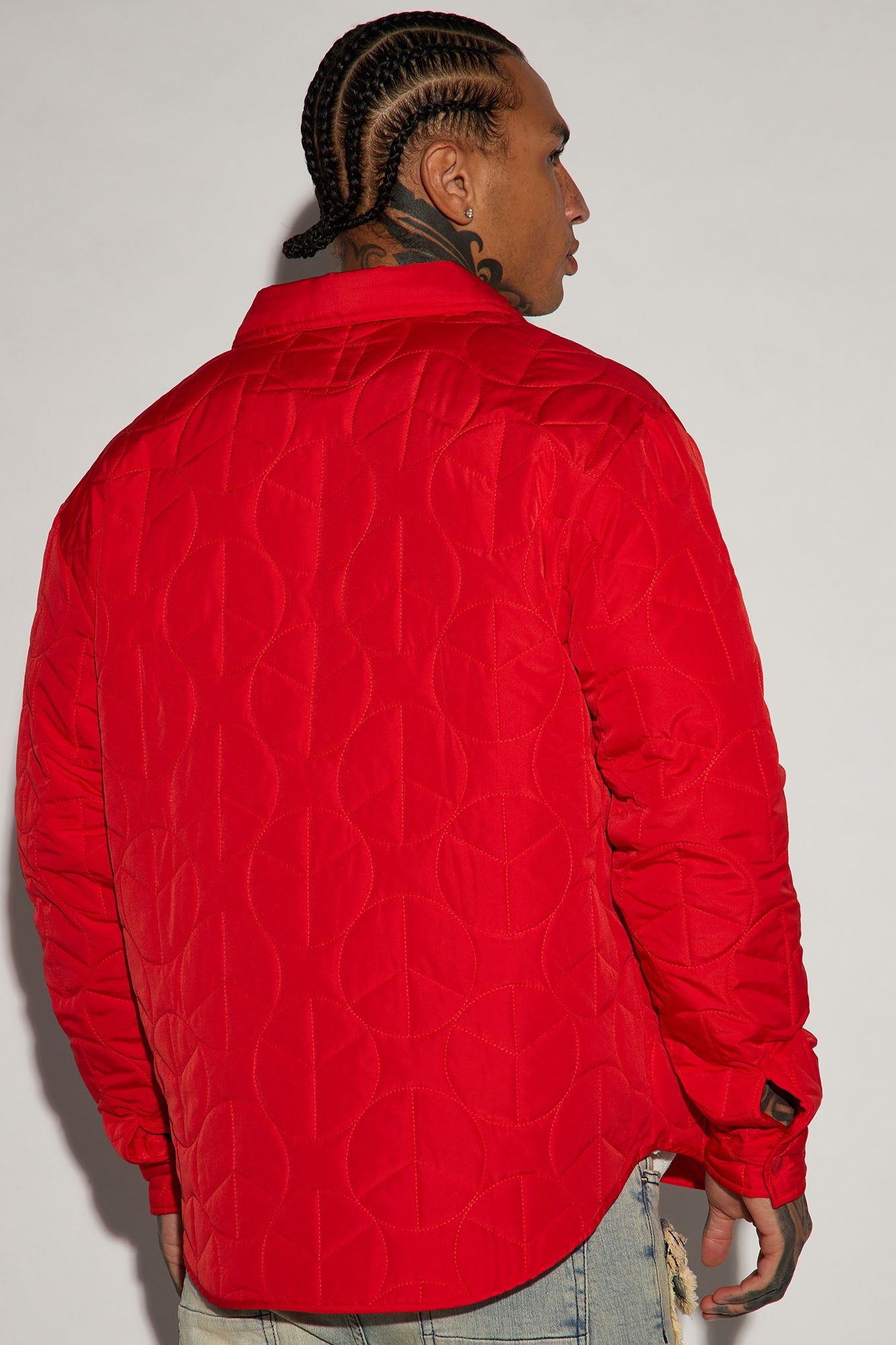 Peace Quilted Nylon Shacket - Red sold by Fashion Nova product image thumbnail 4