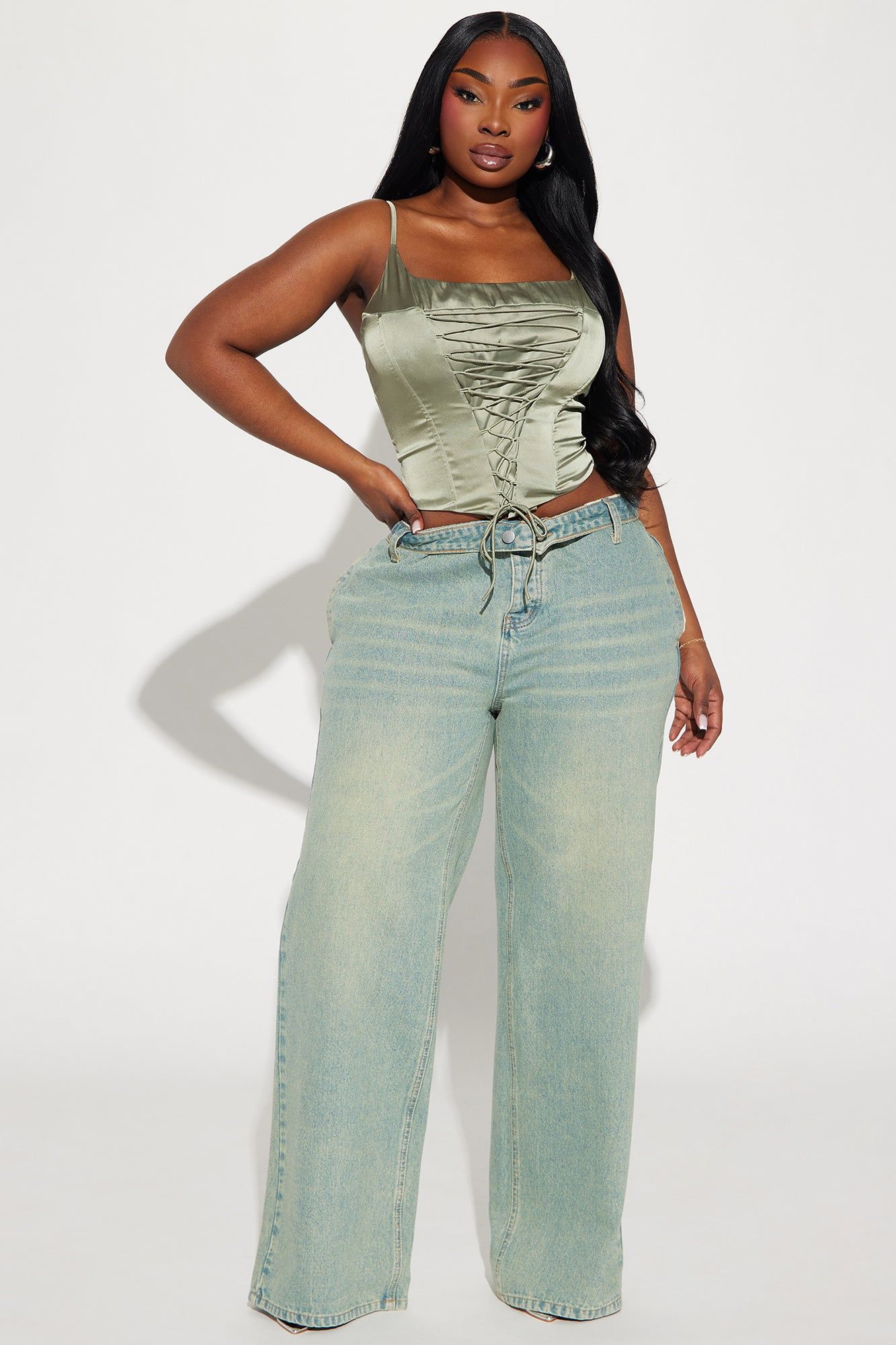 Margot Satin Corset Top - Sage sold by Fashion Nova product image thumbnail 5