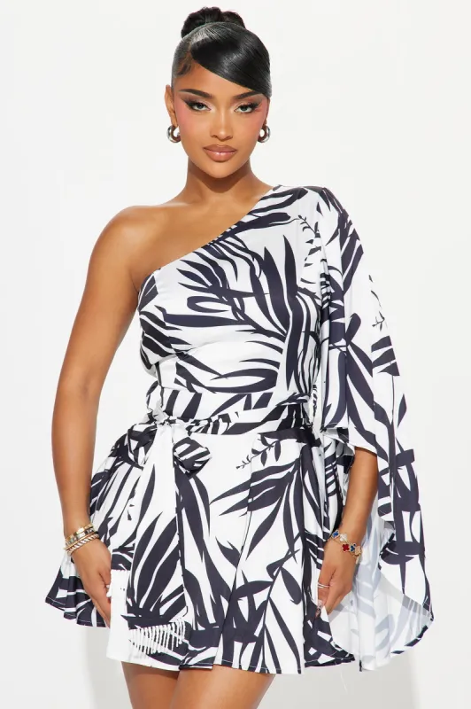 Hikari Satin Micro Mini Dress - Black/White sold by Fashion Nova