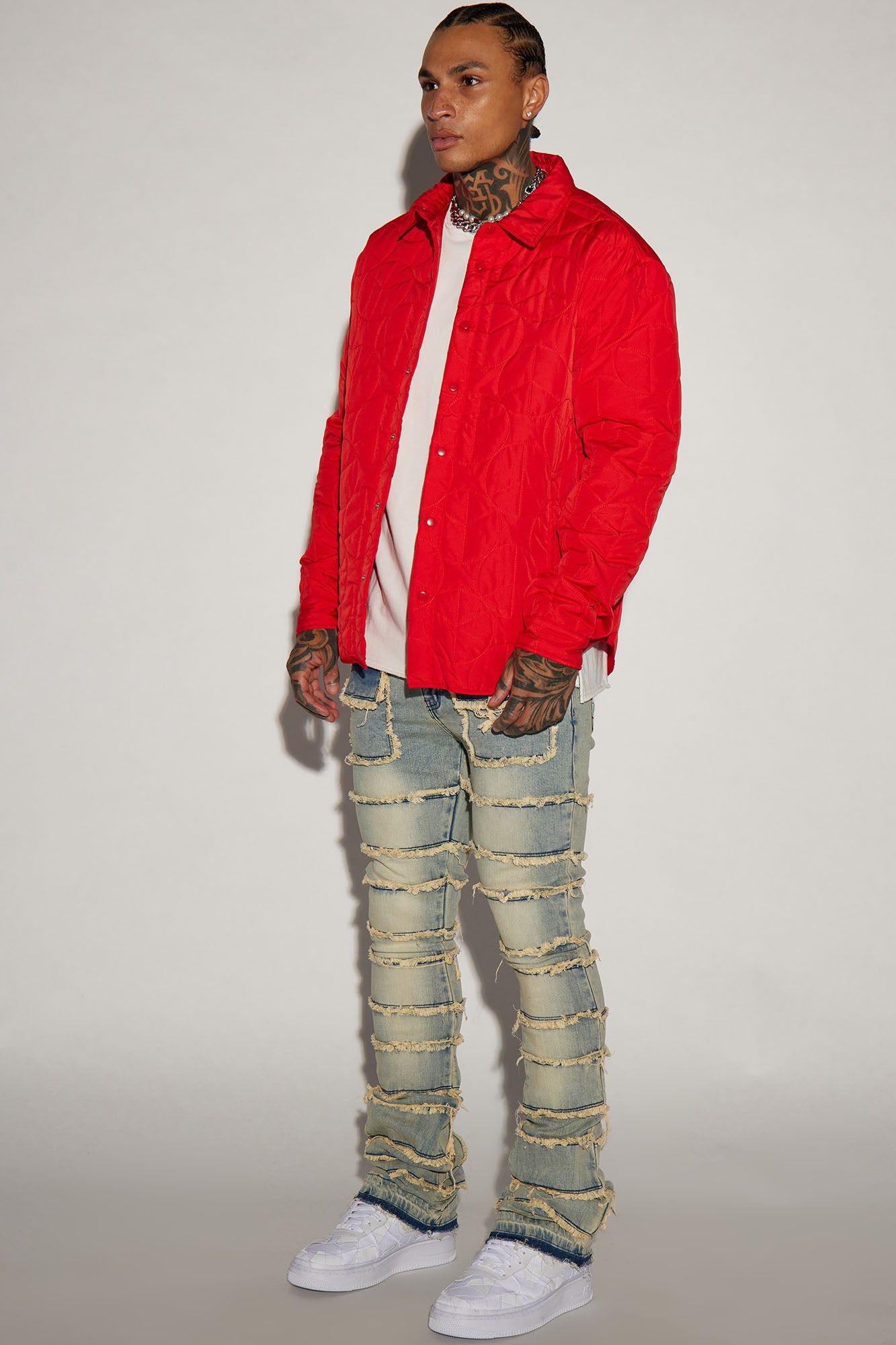 Peace Quilted Nylon Shacket - Red sold by Fashion Nova product image thumbnail 2