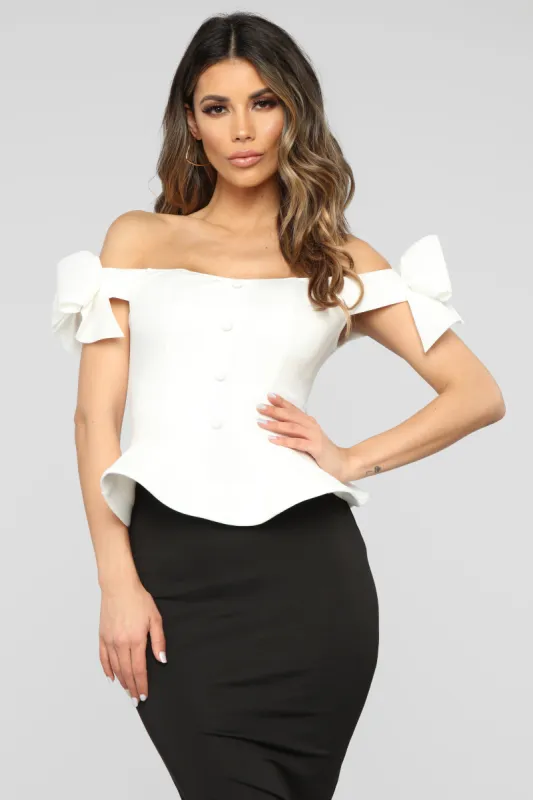 Rock With You Peplum Top - White made by Fashion Nova