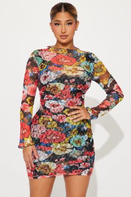Sofia Lace Mini Dress - Orange/combo sold by Fashion Nova