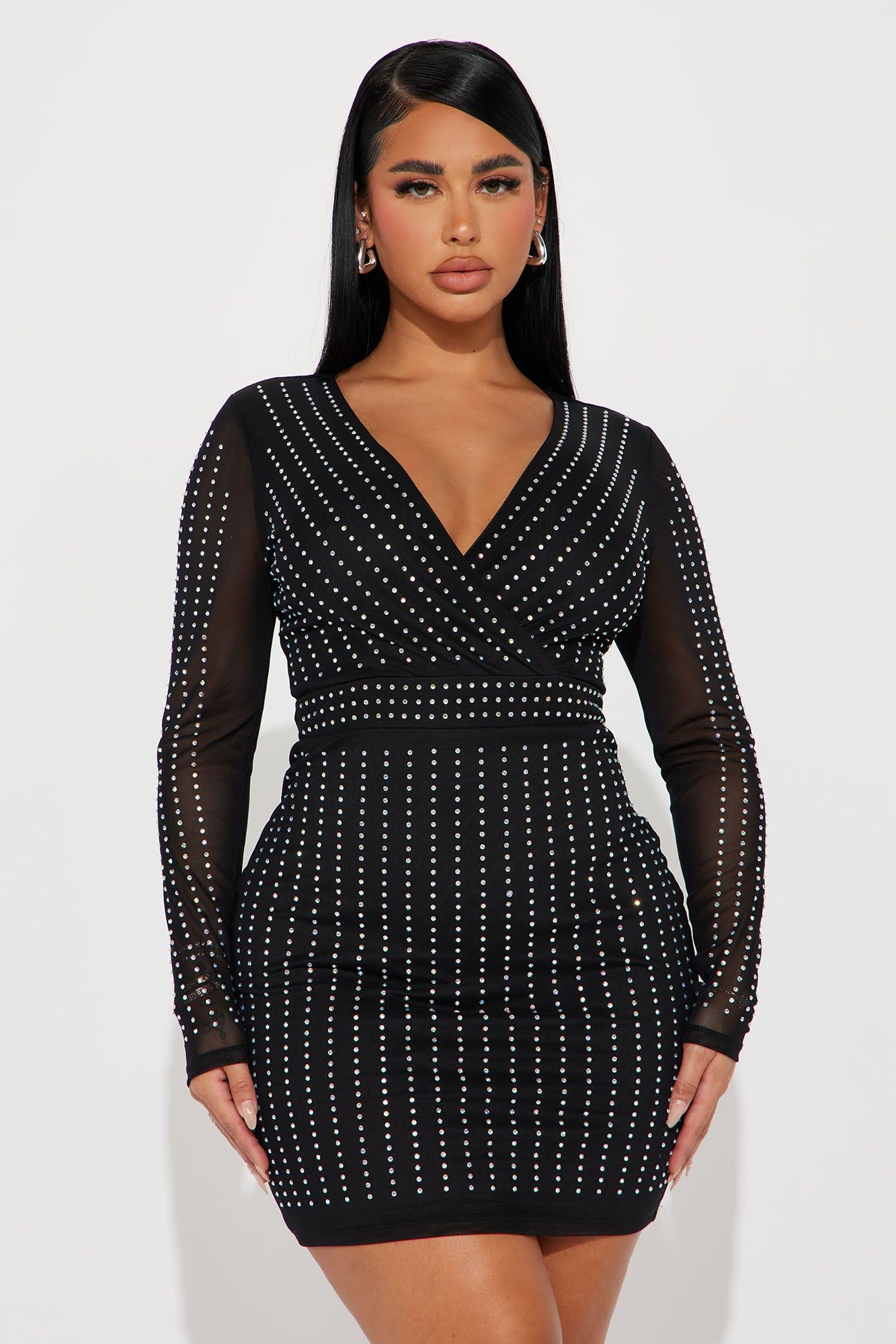 Kinsley Embellished Mini Dress - Black sold by Fashion Nova