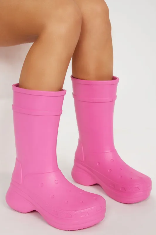 It's A Good Day Flat Boots - Fuchsia sold by Fashion Nova