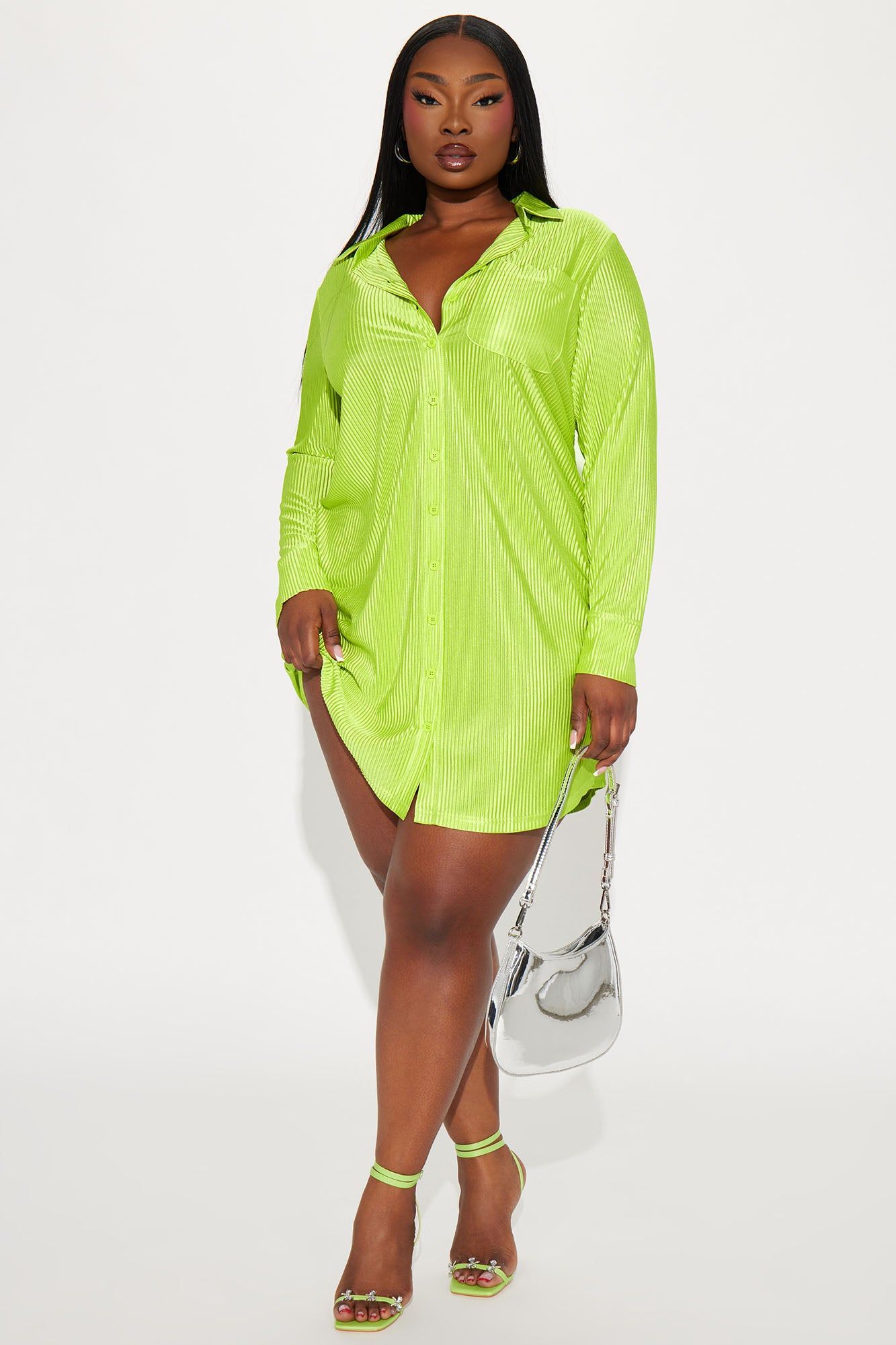 Lisa Plisse Shirt Dress - Lime sold by Fashion Nova product image thumbnail 5