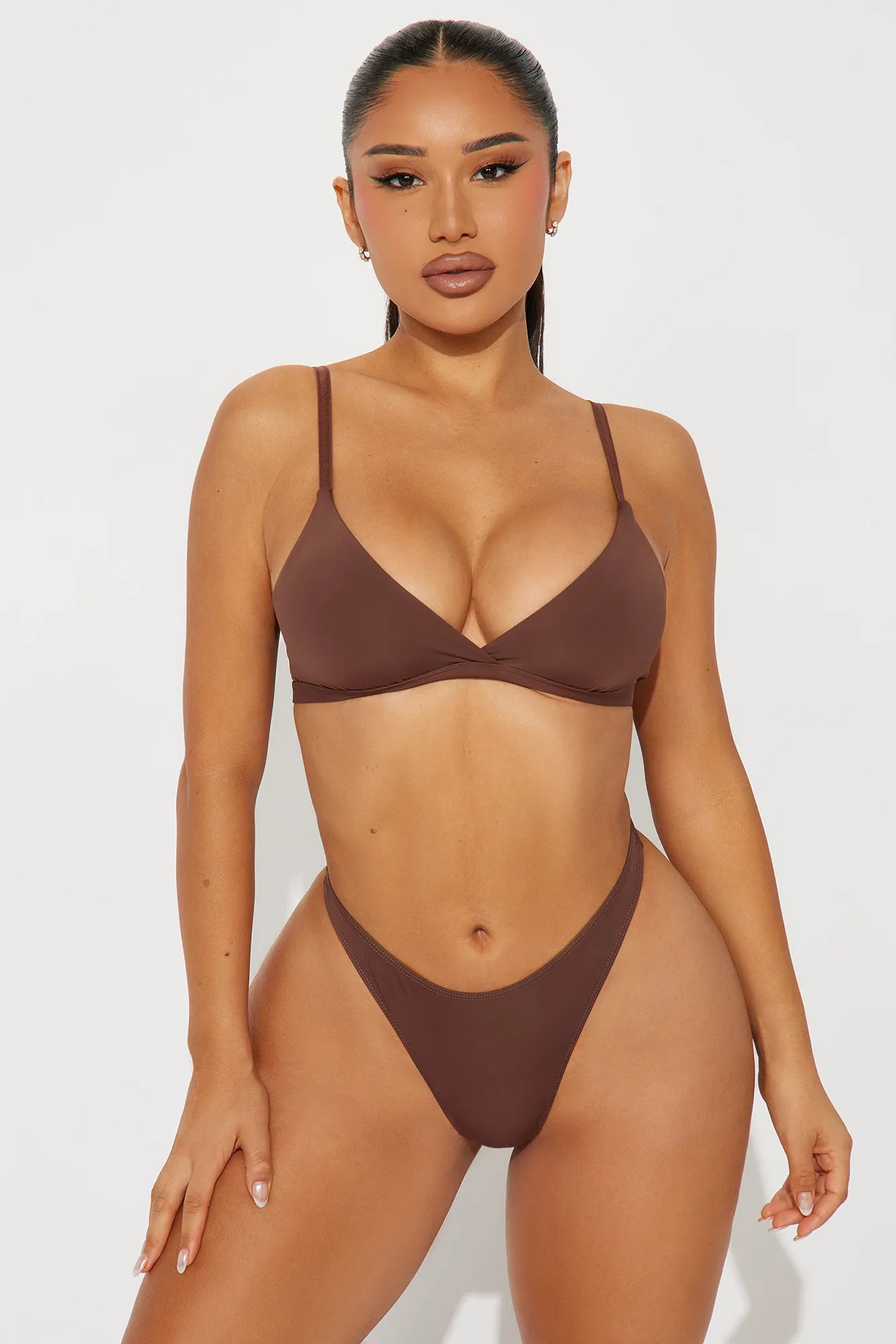 Nova Microfiber Triangle Bralette - Chocolate sold by Fashion Nova product image thumbnail 2