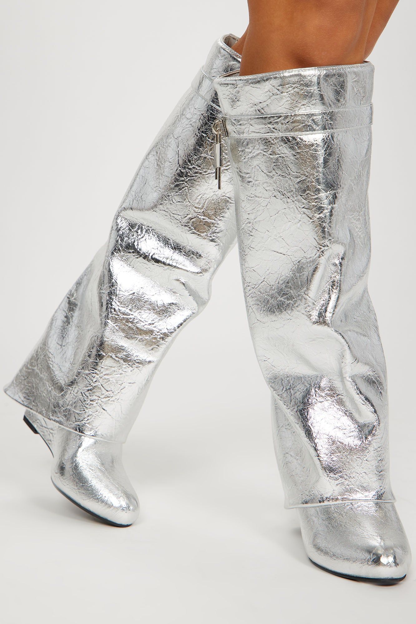 Ultimate Flirt Overlay Boots - Silver sold by Fashion Nova product image thumbnail 2
